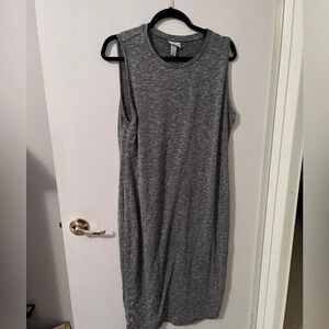 Ava & Viv Womens X grey knit dress sleeveless tank adjustable side ruche detail